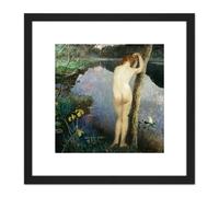 Painting Eilif Peterssen Nocturne Picture 8X8 Inch Square Wooden Framed Wall Art Print Picture with Mount Artery8 Black One Size