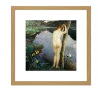 Painting Eilif Peterssen Nocturne Picture 8X8 Inch Square Wooden Framed Wall Art Print Picture with Mount Artery8 Light Oak One Size