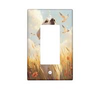 Painting Fall Labrador Retriever Dog Decorative Switch Cover 1 Gang Single Rocker, Autumn Wheat Wall Plate Cover, Standard Size, Pet Electrical Faceplate for Bedroom Living Room Decor