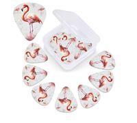 Painting Flamingo Print Guitar Picks 12 Pack Guitar Plectrums with Storage Box Bass Picks For Acoustic Guitar Bass Electric Ukulele Includes 0.46mm, 0.71mm, 0.96mm