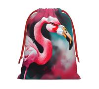 Painting Flamingo Print Reusable Drawstring Gift Bags For Candy Bag Birthday, Wedding Or Daily