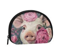 Painting Flower Animals Printed Coin Purse Wallet, Shell Shape Mini Change Pouch Holder for Men Women