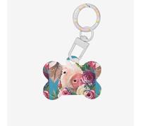 Painting Flower Pig Printing Cute Acrylic Dogs Tag Double Side Bone Shap Id Tags with Keychain for Pet Crafts Decorations