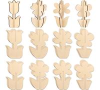 Painting For Ornaments Shaped Flower Wooden, 24 Pcs Wood Crafts Flower Spring, Patterns 3, Art Activities Creative And Fun Family Ideal