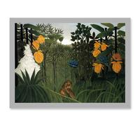 Painting Henri Rousseau The Repast Of The Lion Artwork Framed Wall Art Print A4 Artery8 Light Grey One Size