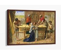 Painting John Everett Millais Christ House Parents Canvas Floater Frame Print Picture Art - Walnut Frame 30 inch wide x 20 inch high