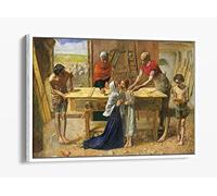 Painting John Everett Millais Christ House Parents Canvas Floater Frame Print Picture Art - White Frame 12 inch wide x 8 inch high