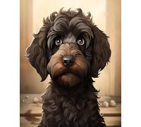 Painting Kits for Kids Beginner,A Cartoon Black Labradoodle Dog,Acrylic Paint by Numbers Painting,Oil Painting Gift Kit for boy Girl,40x50cm,Without Frame