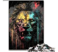 Painting Lions Jigsaw Puzzles for Teenagers, Educational Stress Relief Toy for Is Ideal As A Gift for The Whole Family (26x38cm)