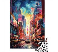 Painting Neon New York Times Square Jigsaw Puzzle 500 Piece Jigsaw Puzzles For Adults Teenager Wooden Puzzles Toy Game Explore Creativity And Problem Solving 500pcs (52x38cm)