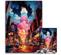 Painting Neon New York Times Square Jigsaws 1000 Pieces for Adults Difficult Puzzles for Adults for Holidays Birthdays And Family Game Nights 1000 PCS(75x50cm)