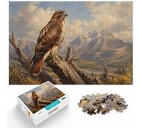 Painting of a Red-Tailed Hawk on a Branch Jigsaw Puzzle, 1000 Piece | For a puzzle gift at Christmas: Adult jigsaw puzzle with 1000 pieces suits quiet moments between celebrations.