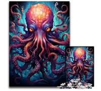 Painting of Colorful Skull Octopus Puzzles 1000 Pieces for Adults PaperJigsaw Perfect for Family Gatherings Birthdays Holidays 1000 PCS(38x26cm)