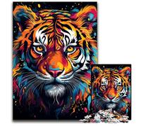 Painting of Ferocious Colorful Lion Jigsaw Puzzle 1000 Pieces Paper Jigsaw Puzzles for Adults Brain Challenge Gift Educational Activity for Teenagers 1000 PCS(38x26cm)