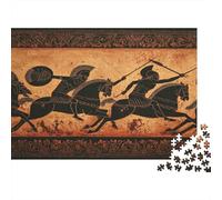 Painting of Greeks Fighting Trojans,Puzzles Gemusterte Nachhaltige Puzzles Für Erwachsene Hochwertige Holzspielpuzzles 1000pcs (75x50cm)