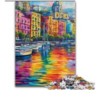Painting of Napoli Italy Waterfront Jigsaw Puzzles for Adults Teenagers Jigsaws Puzzle, Challenging Game Gifts for Is Ideal As A Gift for The Whole Family (50x75cm)