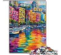 Painting of Napoli Italy Waterfront Jigsaw Puzzles for Adults Teenagers Jigsaws Puzzle, Family Entertainment Toys Is Ideal As A Gift for The Whole Family (26x38cm)