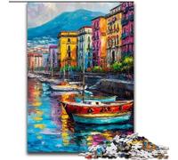 Painting of Napoli Italy Waterfront Jigsaws 1000 Pieces for Teenagers, Educational Games Home Decoration Deal As Gifts for The Whole Family (50x75cm)