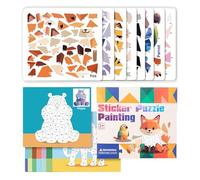 Painting of stickers - creative mosaic artwork, modern sticker painting, template cut pages craft collage book, painting templates pattern illustration design, picture panels, artists