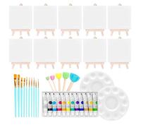 Painting On Canvas Kit | 10 Piece Painting Canvas Supplies Package - Washable Learning Aids Portable Drawing Supplies for Kids Adult Artists Home Classroom Craft Activities