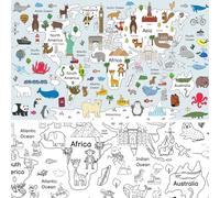 Painting Paper World Map Colouring Tablecloth Paper Tablecloth for Colouring Tablecloth Painting Poster Drawing Worldwide Map Colouring Blanket Paper Tablecloth Painting Poster for Children and Adults