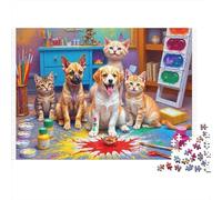 Painting Pets Fun Colourful Pets Art Studio 1000 Pcs Jigsaws for Adults The Impossible Challenge Brain Development 70x50cm/1000pcs
