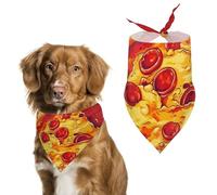 Painting Pizza Dog Bandana Triangle Dog Scarf Washable Polyester Dog Bibs Cute Pet Bandana for Medium Large Dogs Puppy and Cats