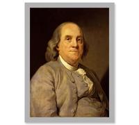 Painting Portrait Duplessis Benjamin Franklin Founding Father America USA Artwork Framed Wall Art Print A4 Artery8 Light Grey One Size