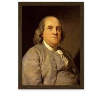 Painting Portrait Duplessis Benjamin Franklin Founding Father America USA Artwork Framed Wall Art Print A4 Artery8 Brown One Size