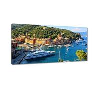 Painting printed on canvas Wall Art Decor 115x55cm Beautiful yachts in Liguria Italy No. H10745M_PC1AE