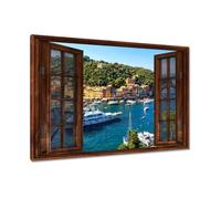 Painting printed on canvas Wall Art Decor 120x80cm Beautiful yachts in Liguria Italy No. H10745M_WBPC1B