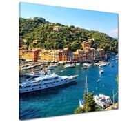 Painting printed on canvas Wall Art Decor 50x50cm Beautiful yachts in Liguria Italy No. H10745M_PC1K