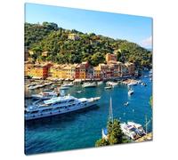 Painting printed on canvas Wall Art Decor 80x80cm Beautiful yachts in Liguria Italy No. H10745M_PC1BD