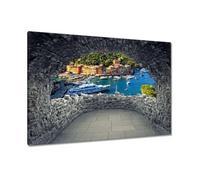 Painting printed on canvas Wall Art Decor 90x60cm Beautiful yachts in Liguria Italy No. H10745M_WCPC1L