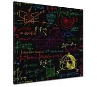 Painting printed on canvas Wall Art Decor 90x90cm Colorful math patterns - Classroom theme No. H10679M_PC1BE
