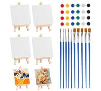 Painting Set,24 Pcs Kids Painting Set Mini Canvas and Easel Paint Paintbrushes and Palette,Paint Sets for Kids Toddler Painting Set