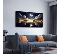 Painting Star River Crescent Quiet Lake View Canvas Painting Our Home Ambiance Perfect for Room Decor(70x140cm/No frame)