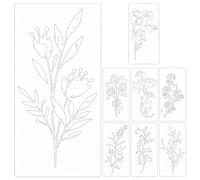Painting Stencils - 8 Pieces Washable Flowers Patterns for Drawing | Reusable Stencils for Crafts, for Art Projects on Wall, Canvas, Fabric, Paper, Doors and Furniture
