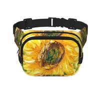 Painting Sunflower Double Layer Waist Bag Pack Vintage Flower Bum Bag Fanny Pack for Men Women, Adjustable Belt Bag for Travel Hiking Running Cycling Festival
