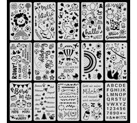 Painting Templates,15 PCS Versatile Reusable Stencil Set for Bullet Journal Planner Scrapbooking Card Making Art Projects and DIY Crafts Drawing Ideal for Calligraphy Wall Stencils