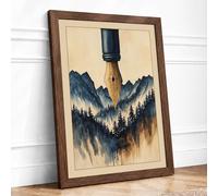 Painting the Mountains Minimalist Framed Wall Art Print A1 (84.1×59.4cm) Walnut, Wall Decor for Living Room, Bedroom, Office & Home, Ready to Hang, Art Gift