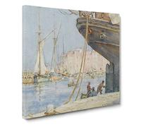 Painting The Rudder by Henry Scott Tuke Canvas Print | Gallery Wrapped 30mm Frame Wall Art | 20x20 inches | Ready to Hang | Modern Picture | Living Room Bedroom Lounge Office