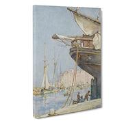 Painting The Rudder By Henry Scott Tuke Canvas Print | Gallery Wrapped 30mm Frame Wall Art | 30x20 inches | Ready to Hang | Classic Picture | Living Room Bedroom Lounge Office