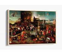 Painting The Temptation Of St. Anthony Bosch Canvas Floater Frame Print Picture Art - Light Oak Frame 24 inch wide x 16 inch high