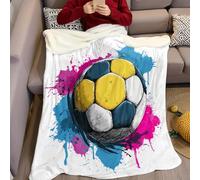 Painting Throw Blanket for Kids Football sports doodles Fluffy Blanket 3D Print Soft Warm Flannel Light Fleece Blanket 150 x 200 cm Boys Girls Birthday Gift Bed Sofa Couch