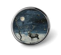 Painting Under Moonlight Lapel Pin Durable Metal Round Brooch Pins Lightweight & Elegant Badge for Shirts, Jackets, Backpack & Gifts