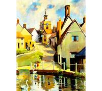PAINTING VILLAGE SCENE FINCHINGFIELD ESSEX ST JOHN BAPTIST CHURCH UK 30X40 CMS FINE ART PRINT ART POSTER BB8813
