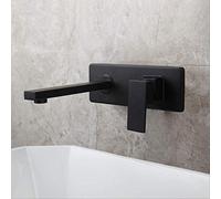 Painting Wall Mounted Tap Bathroom Basin Sink Solid Brass Hot & Cold Mixer Matte Bathtub Faucet Black Heavy Duty Star of Light
