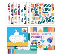 Painting with Stickers for Children - 3D Animal Activity Book with Stickers Game Crafts - Fine Motor Development Animated Mind Games Animal Learning for Preschool and Travel