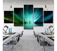 Paintings Printed On Canvas - 5 Pieces Canvas Paintings - Decorative Wall Art Murals - 5 Pieces Paintings Aurora Landscape At Night/With Frame 150 X 80 Cm For Living Room Office Bedroom -3240247860
